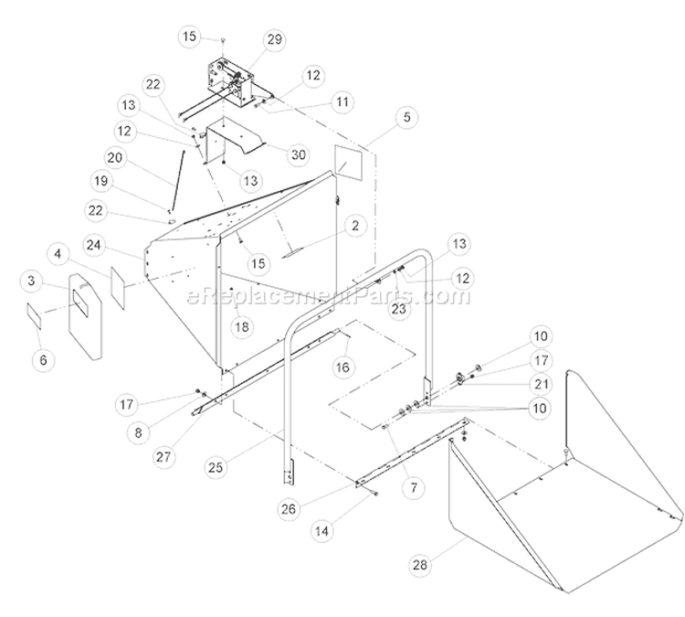 Chute Hydraulic Feed Assembly Diagram and Parts List for CH9540H 72854 Bear Cat Chipper Shredder